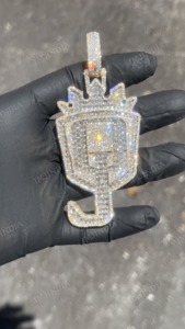 <b>Iced</b> Custom Logo Hip Hop Pendant VVS1 Moissanite 925 Silver Certified Luxury Gold Plated Men's Jewelry - Product Image 2