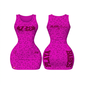 Babes <b>Women's</b> Sexy Eco-Friendly Breathable Purple Sleeveless O-Neck High Waist Letter Print Tank Dress Clubwear Skinny Fit - Product Image 5