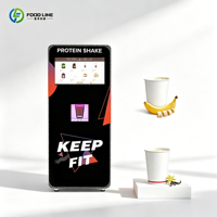 Distributeur automatique de boissons protéinées prêt à l'emploi, installation simple, seules les connexions électriques sont nécessaires pour une mise en service rapide sur site.