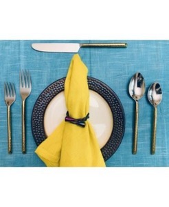 Modern Luxury Aluminum Circle Napkin Ring Set Yellow <b>Table</b> Decoration Wedding <b>Party</b> Use Eco-Friendly Durable 4.5cm - Product Image 1