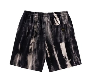 Ensemble T-shirt et short en molleton 100 % coton pour homme, style streetwear d'été, écoresponsable, color block, délavé à l'acide, col rond - Product Image 6