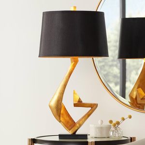 Luxury Modern Abstract Aluminum <b>Round</b> <b>Table</b> Lamp Gold Finish Designer Home Decor <b>Bedside</b> Lamp Diwali Edition Indian Exporte - Product Image 5