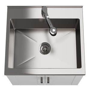 Mobile Lavanderia Kyle da 24 Pollici Bianco con Rubinetto e Lavello in Acciaio Inox, Elettrodomestico Premium - Product Image 2