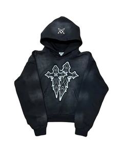 Servicio OEM al por mayor diseño personalizado ropa de calle hombres chándales acampanados Venta caliente personalizado Puff impresión con capucha logotipo desgastado - Product Image 2