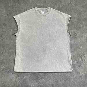 Débardeur Homme Streetwear Personnalisé, Coupe Courte et Boxy, Délavé à l'Acide, Effet Usé, en Soie Glacée, Compression, Grammage Lourd, pour l'Été - Product Image 2