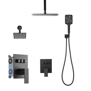 12 Inch Ceiling Mount Rainfall <b>Shower</b> System & 6 Inch Wall Mount Head 4 1 Handheld Spray Rotatable <b>Bath</b> & <b>Shower</b> Faucet <b>Set</b> - Product Image 1