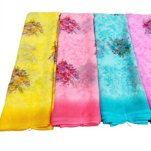 Sari de georgette duradero y transpirable con blusa, ideal para uso casual, sari étnico, fabricante mayorista. - Product Image 1