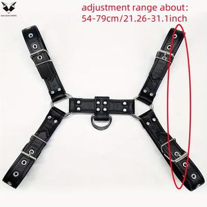 PU Leather Body Harness Set Adjustable Chest Straps Matching Arm Bands <b>Black</b> Punk Rock Style Metal O-<b>Rings</b> Durable Comfortable - Product Image 3