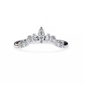 Bague en platine PT950 pour femme, modèle Marquise Tiara, avec bande en forme d'arête et diamants courbés Aurora à neuf pierres, idéale pour un anniversaire ou comme bijou de mariée - Product Image 2