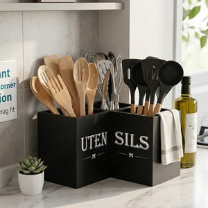 Organisateur de rangement de cuisine en bois, boîte de rangement pour couverts en MDF moderne pour coin de cuisine - Product Image 1