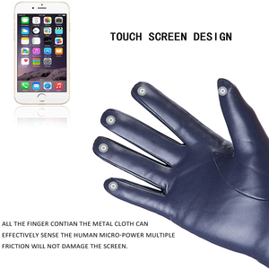 Gants d'hiver pour femmes en cuir de mouton véritable, chauds en laine, compatibles écran tactile, pour sports et moto - Noir Direct - Product Image 6