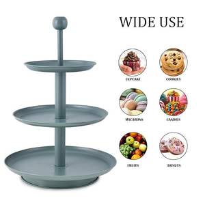 Support à gâteau décoratif à trois étages en céramique, présentoir et support de service vert multi-niveaux pour gâteaux, cupcakes au meilleur prix - Product Image 2
