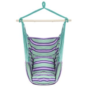 Sedia sospesa in tela di cotone verde distintiva con comodi cuscini - Product Image 1