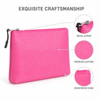 Sac de documents élégant en cuir PU rose ignifuge, pochette de rangement étanche pour appareils électroniques de voyage pour femmes, bureau, maison, école