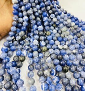 Cuentas Redondas de Sodalita de Rare Gems Factory, 15.5 Pulgadas, Certificadas por Terceros de Rajasthan, para la Fabricación de Joyas - Product Image 5