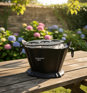 Seau à vin de luxe noir pour 3 bouteilles, refroidisseur triple pour champagne avec poignées, bac à glace décoratif en métal pour bar et hôtel - Product Image 3