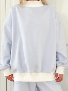 Sudadera personalizada para mujer, de cuello alto, estilo oversized, con ribetes y dobladillo en contraste, de tejido grueso tipo felpa. - Product Image 3