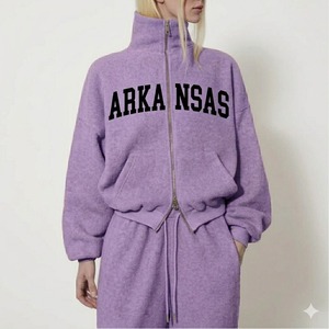 Sudadera con cremallera sin capucha para mujer, estilo streetwear, corte cropped, oversize, de forro polar grueso, conjunto de chándal, ropa al por mayor - Product Image 6