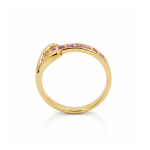 Sterling <b>Silver</b> 925 Rhodolite <b>Garnet</b> 7 Stone Modern <b>Ring</b> Cut Prong Setting 1 Micron Gold Rhodium Plated Wedding Designer Band - Product Image 3