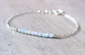 Pulsera de Aguamarina en Plata de Ley 925, Gema de Marzo, Joyería Minimalista para Mujer, Proveedor Mayorista - Product Image 3