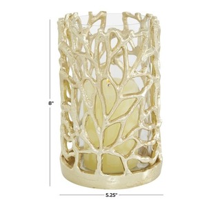 Porte-bougie cylindrique avec motif de branche en métal, hauteur de 8 pouces, pour la décoration de la maison, résistant à la chaleur - Product Image 1