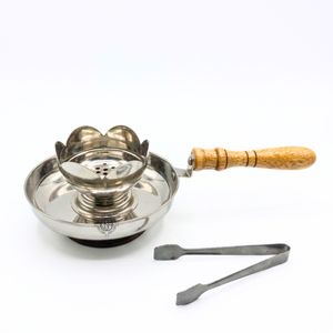 Quemador de incienso árabe de lujo de acero inoxidable con pinzas para carbón y mango de madera para decoración del hogar y fragancia aromática - Product Image 1
