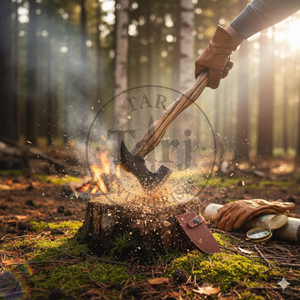 Hacha de camping forjada a mano de grado industrial con mango de madera, hacha táctica para bushcraft, funda de cuero, hacha personalizada para exteriores, venta al por mayor PK - Product Image 5