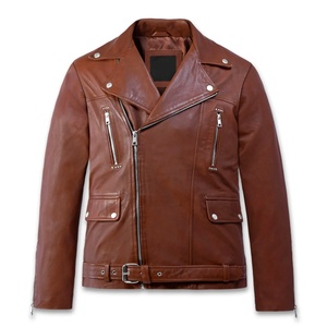 Veste en cuir marron sur mesure, veste en cuir vintage ample pour homme, fabricant OEM personnalisé, veste en cuir de haute qualité à vendre - Product Image 5
