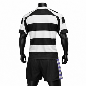 Camiseta de Rugby a Rayas Blancas y Negras para Hombre, Manga Corta, Poliéster que Absorbe la Humedad, Ropa Deportiva para Equipo, Todas las Temporadas, Corte Regular - Product Image 2