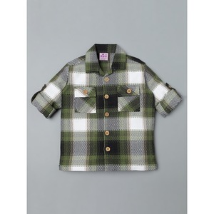 เสื้อเชิ้ตผ้าฝ้ายลายสก๊อตสีเขียวและสีขาวสำหรับเด็กผู้ชาย - Product Image 1