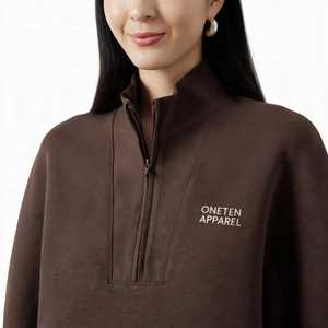 Conjunto Deportivo de Otoño para Mujer ONETEN, Estampado, Marrón, con Cierre de Cremallera de un Cuarto, Manga Larga, Corte Holgado, Pantalones Anchos, Dos Piezas - Product Image 6
