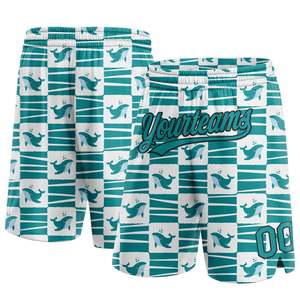 Pantalones Cortos de Baloncesto Bermuda con Diseño de Sublimación Personalizado para Hombre, Color Verde Azulado, Transpirables, Ecológicos, de Secado Rápido, Estilo Urbano, Náuticos, para Gimnasio - Product Image 1