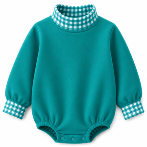 Ropa de Bebé en Oferta, Romper a Rayas Multicolor, Romper de Punto con Cuello Alto y Bordado para Bebés Niñas - Product Image 1