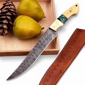 Industrial Grade Top Notch Quality Handmade Damascus Steel Professional Fillet <b>Knife</b> 7-inch Blade Camel <b>Bone</b> <b>Handle</b> Leather - Product Image 1