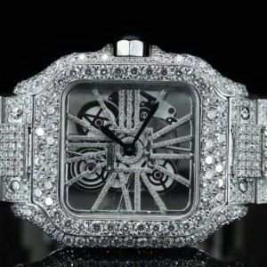 Montre mécanique squelette en acier inoxydable avec moissanite pour homme, cadran de 40 mm, aiguilles, épaisseur de 12 mm, haute qualité - Product Image 2