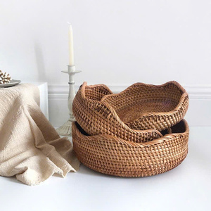 Rattan Woven Fruit <b>Basket</b> Natural Kitchen Storage <b>Basket</b> for Fruit <b>Display</b> Home Decor and Retail Use - Product Image 2