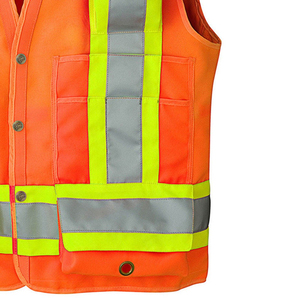 Chaleco de Seguridad Reflectante Naranja para Hombre, Transpirable, de Poliéster, con Bolsillos, Informal, para Verano, Reversible, con Cuello en V - Product Image 5