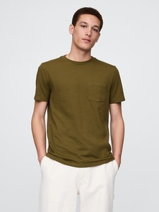 Camiseta Casual de Manga Corta para Hombre, Color Verde Oliva Sólido, 100% Poliéster No Tejido, Cuello Redondo, Corte Holgado, Transpirable y de Secado Rápido - Product Image 1