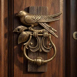 Battant de porte en fonte motif oiseau, design Art Déco, étanche, écologique, décoration extérieure pour entrée, accent durable pour la maison, auto-adhésif - Product Image 3