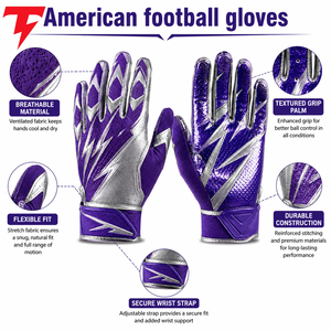 Guantes de Fútbol Americano con Tela Transpirable, Ajuste Flexible, Agarre Cómodo y Fuerte, la Mejor Calidad para Entrenamiento y Uso Diario - Product Image 6