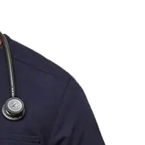 Haut de blouse bleu marine à col en V et manches courtes pour homme avec poche poitrine – Uniforme d'hôpital - Product Image 2
