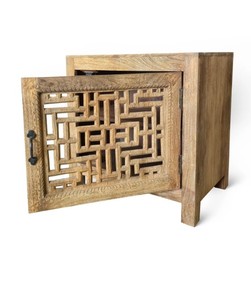 Solid Wood Handcrafted 1 Drawer <b>Bedside</b> Table Compact Bedroom Nightstand <b>Storage</b> Side Table Farmhouse Home Hotel Furniture - Product Image 2