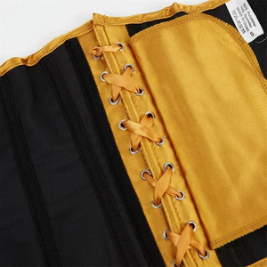 เสื้อครอเซ็ทผ้าซาตินสีทองสำหรับผู้หญิง ขายส่ง พร้อมตะขอเกี่ยวและสายรัดรูปทรงเสริมโครงเหล็ก - Product Image 6