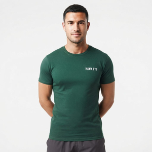 T-shirt pour homme à manches courtes, coupe ajustée, 100% coton, léger, avec broderie de logo personnalisé et impression à l'écran - Product Image 4