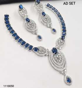 A.D Alloy Women's Necklace Earring Bracelet <b>Set</b> Crystal Rhinestone Geometric Design High Quality Latest Designed Party Silver - Product Image 3