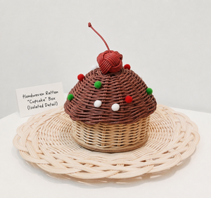 Eco Friendly Ramadan <b>Gift</b> Handmade Rattan Cupcake <b>Gift</b> <b>Boxes</b> In Multiple Colors With Cherry Toppers For Ramadan - Product Image 4