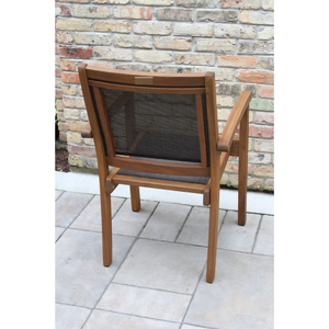 Modern Outdoor Dining Set with Solid Teak Wood Contemporary Design 6 Seater Durable Brown Finish - Product Image 4