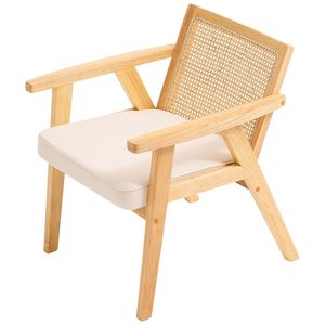 Poltrona Moderna Retrò Stile Mid-Century per Soggiorno, con Schienale in Rattan PU e Rivestimento in Velluto, per Uso in Centri Commerciali e Camere da Letto - Product Image 2