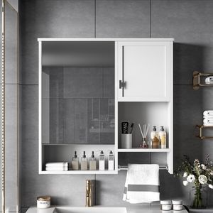Armadietto da Bagno Moderno a Parete 29 X 28 con Specchio, Salvaspazio, per Stoccaggio in Bagno - Product Image 4