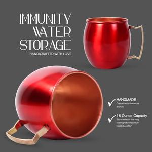 Juego de 2 Tazas Rojas Moscow Mule de 17oz, Hechas a Mano, de Cobre Ecológico con Asas Remachadas, Antiderrames, para Fiestas, Uso en Bares, Regalo - Product Image 4